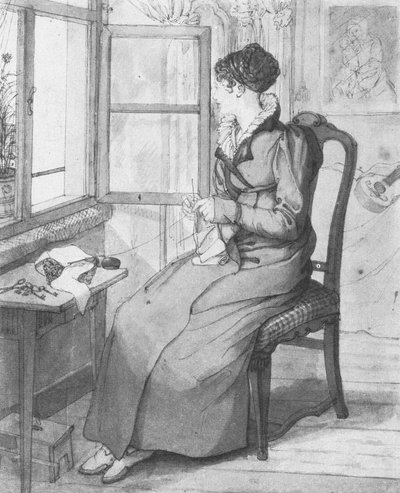 Mujer tejiendo en la ventana de Georg Friedrich Kersting